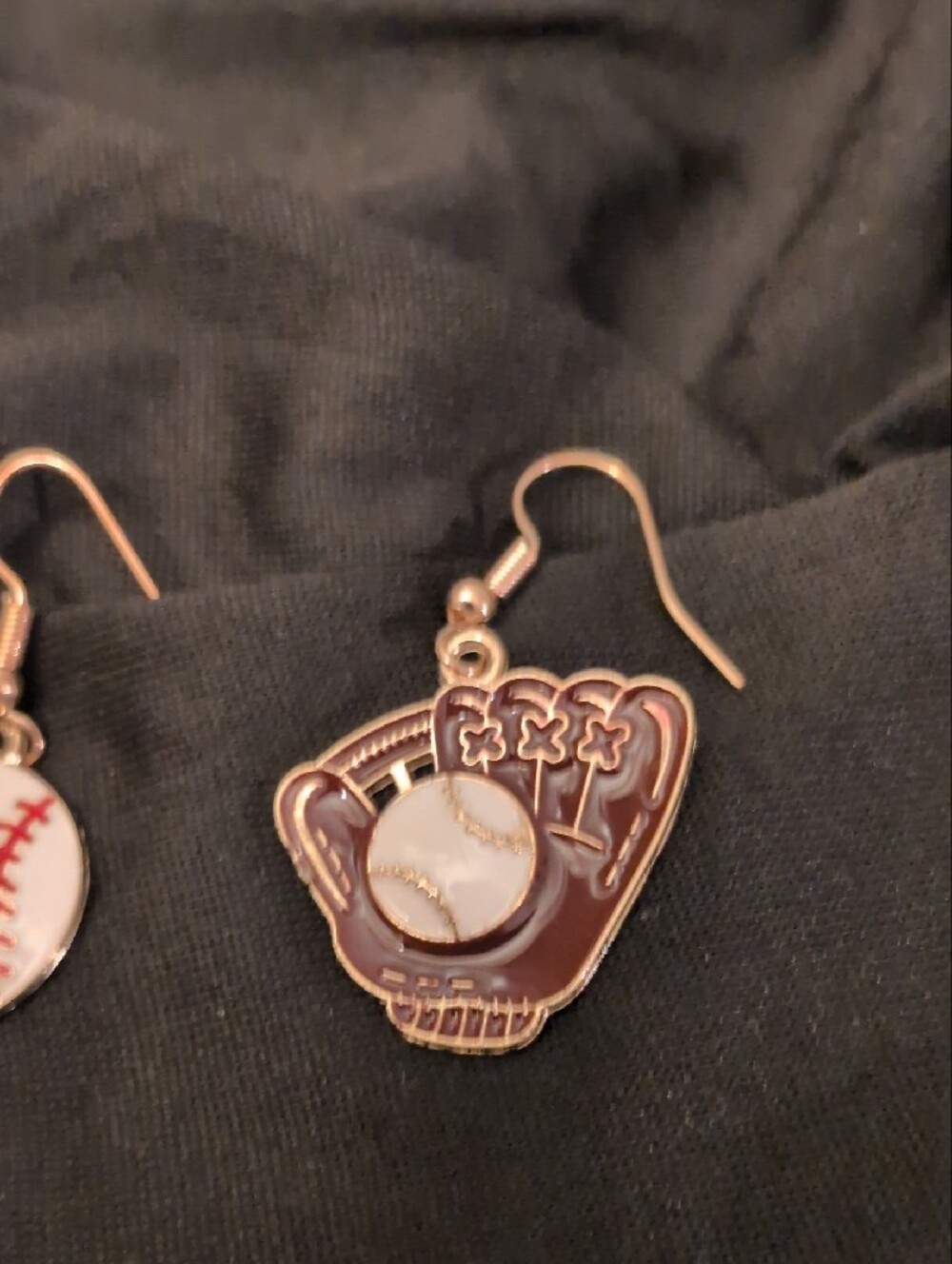 Baseball Glove and Ball Earrings - Gold Tone - Picture 4 of 8